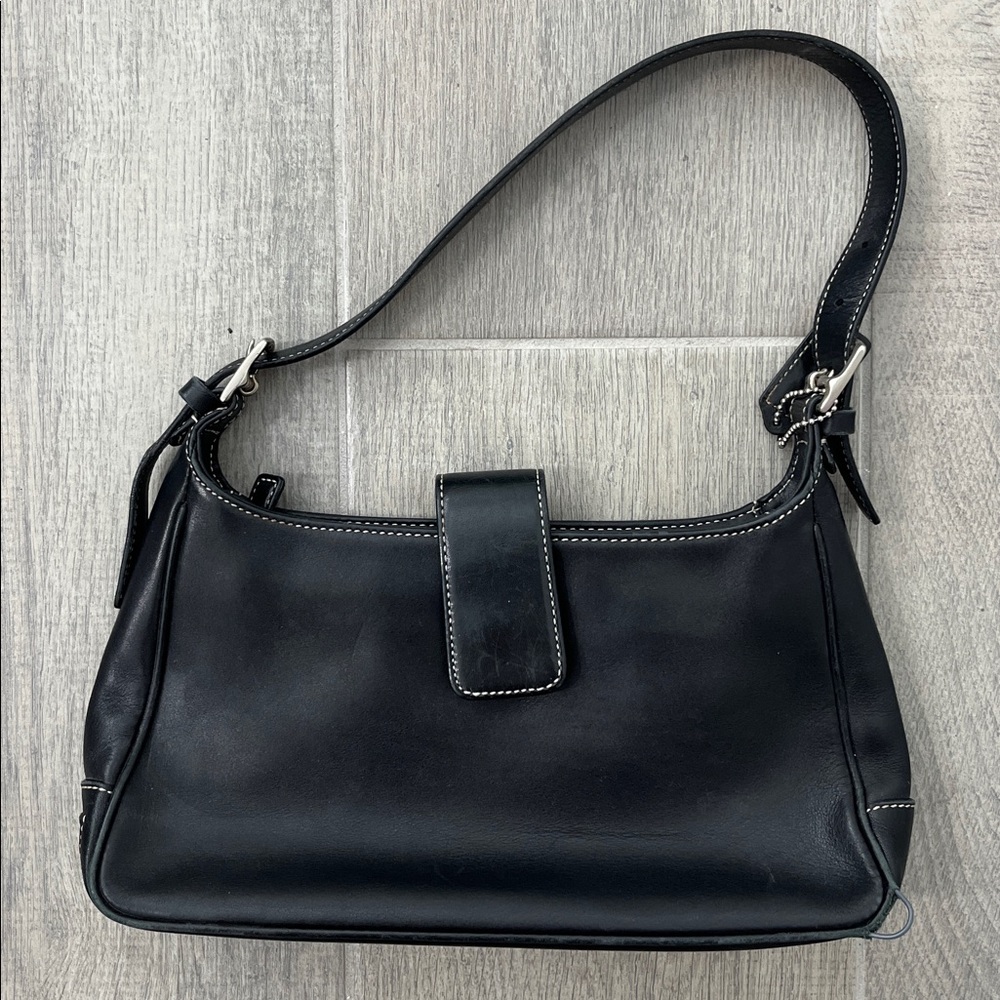 Coach Black Leather Hamptons Hobo Shoulder Bag